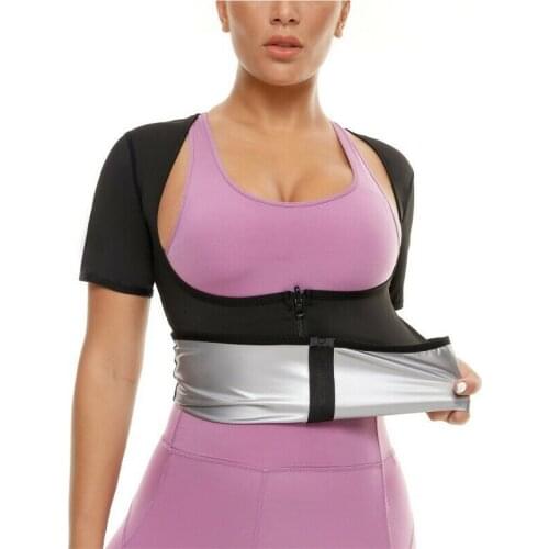 New Sauna Suit Women Sauna Short Sleeve Body Fat Burner Shaper Slimming Bodysuit Hot Workout Waist Trainer Heat Trapping Shirt