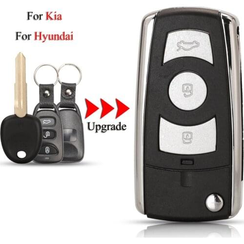 Kutery Upgrade Folding Car Key Shell For Kia For Hyundai terracan 2006 3Buttons Left Blade Remote Car Key Case Cover