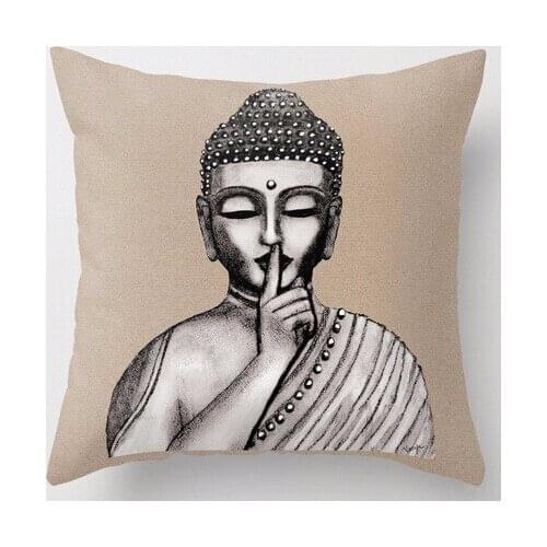 Wholesale Vintage Style Buddha Design Double Size Printing Nice Square Zipper Throw Pillowcase Unique Pillow Cover