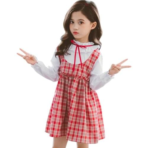 Teenage Girl Dress Plaid Pattern Party Dress For Kids Girl Ruffles Child Dress Patchwork Childrens Clothing