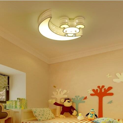 Cartoon moon rabbit ceiling lamp LED boy girl children bedroom light kindergarten playground decoration iron acrylic lamps
