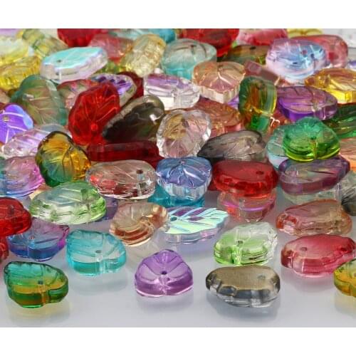 10-50pcs Mixed Colorful Leaf Spacer Beads 13X10mm Loose Glass Beads For Jewelry Making Diy Necklace Bracelet Accessories