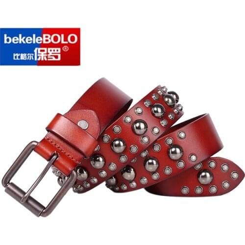 Vintage Strap Ceinture Homme Male Strap Heavy Metal Rivet Cowboy Punk Belt Genuine Leather Skull Jeans Belts For Men