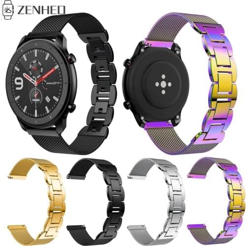 22mm Stainless Steel Strap for Xiaomi Huami Amazfit GTR 47mm Metal Watch Band for Huawei Watch GT