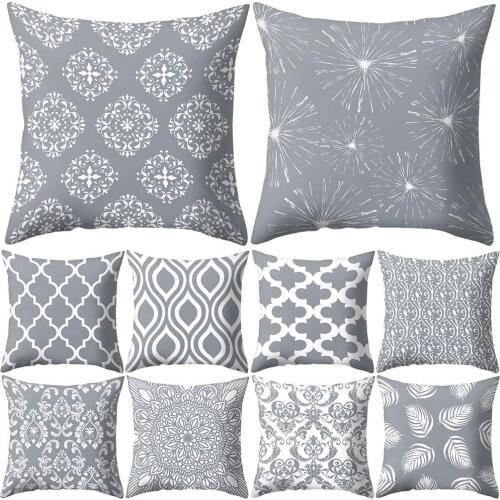 Gray Geometric Square Throw Pillow Protector Case Cushion Cover Bedding Articles Sofa Bed Pillow Case Pillow Cover
