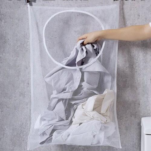 Zipper Mesh Dirty Clothes Bags Hanging Baby Toys Storage Shower Bag Space Saving Portable Pouch Laundry Hamper Pocket Basket