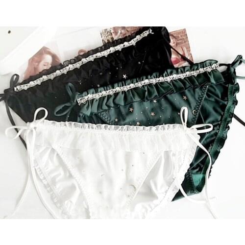 100% Real Photo M L XL 3L 4L 5L Plus Size Big Size Star Moon Snow Chiffon Printing Fashioin Hot Side Tie Brief Panties Underwear