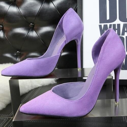 Classic Pumps Stiletto Heels 10 Cm Suede Womens Shoes Pointed Toe Women Pumps Sexy Office Shoes Women High Heels Ladies Shoes