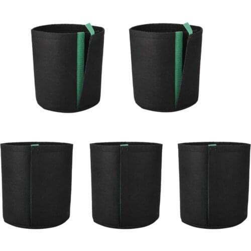 Grow Bags For Transplanting Garden With Self-Adhesive Sides Black 5Pcs Self-adhesive Durable Vegetables Potato Fabric Flower Pot