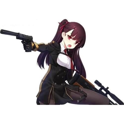 JuYouHui Exterior Accessories Decal Fashion Cartoon Car Stickers for Anime Girl Holding A Gun Graphics Decals Windows Decoration