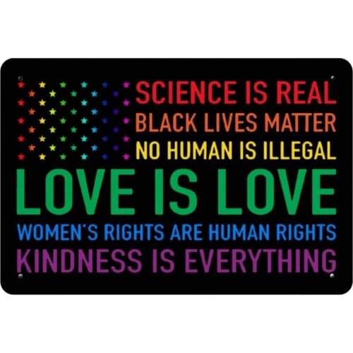 Yard Sign Science is Real Black Lives Matter Rainbow Metal Signs, Indoor or Outdoor Use for Home Decorative Sign