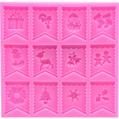 YJ.SHYU Santa Claus Christmas Tree Deer Gift Snowflake Children Socks Silicone Mold Cake Decorating Tools for Chocolate Craft 3D