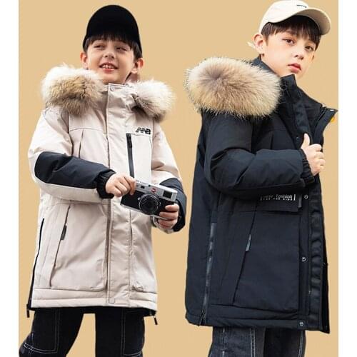 -30 Degree Children Winter Jacket Thicken Warm 2021 New Boys Down Coat Real Fur Girl Snowsuit Parkas Fashion Coat For girl 5-12Y