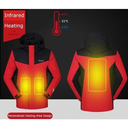 Winter Jackets Men Women Keep Warm Parkas Outdoor Smart USB Infrared Heating Coat Man Electric Thermostat Hooded Clothing