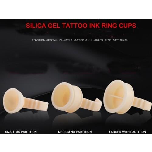 100pc Disposable Silicone Tattoo Ink Ring Cups Microblading Pigment Caps Glue Holder for Permanent Makeup Accessory PMU Supplies