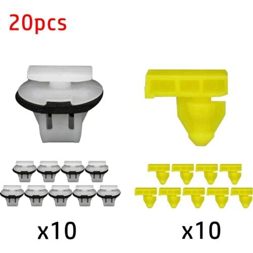 Yellow + White Clips 20PCS Moulding Clips Set For Nissan Juke 76882-JG10A / 76847-JG00A