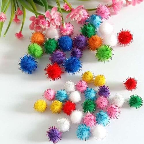 200-150Pcs/lot 10/15mm Sequins Pompom Ball Plush Mix Color Creative Kids Handmade Material Glitter Foam Ball DIY Craft Supplies
