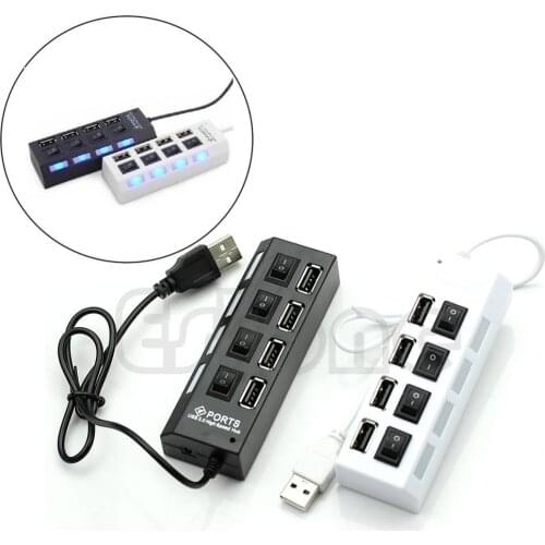 4 Port USB 2.0 High Speed Hub ON/OFF Indicator Led Sharing Switch For Office Family Laptop/Tablet PC C26