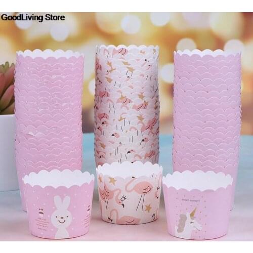 50pcs Unicorn Flamingo Birthday Cake Decorating Paper Muffin Cupcake Cups Cake Mold Decorating Tools