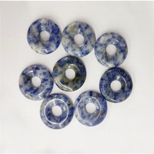 8Pcs 18x6mm Natural Blue Sodalite Donuts Pendant Bead For DIY Jewelry Necklace Bracelet Making Accessories Creative Gifts