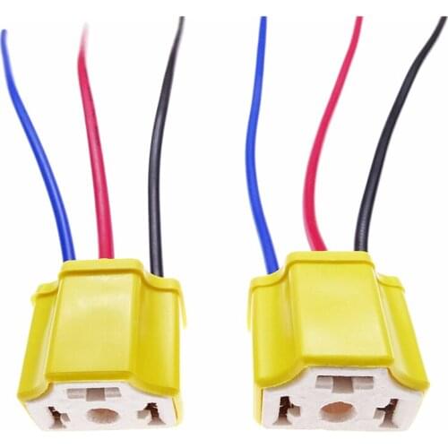 2 Pcs Car Led Fog Lamp Connector Adapter Wire Harness for H4 Female Ceramic Socket Car Headlight Bulb Base Wiring Accessories