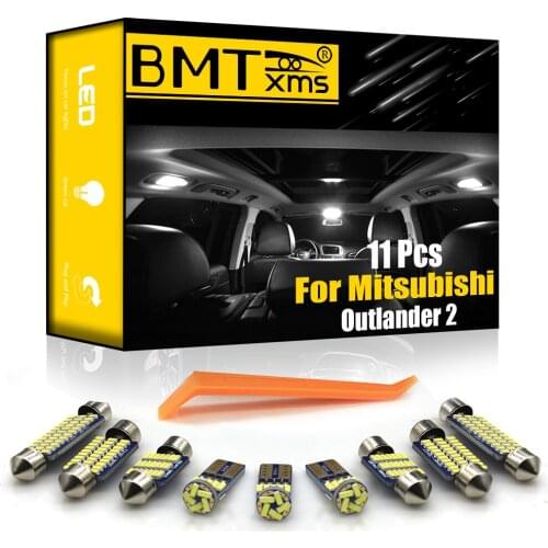 BMTxms 11Pcs Canbus For Mitsubishi Outlander Xl 2 2007-2012 Vehicle LED Interior Map Dome Light License Plate Lamp Car Lighting
