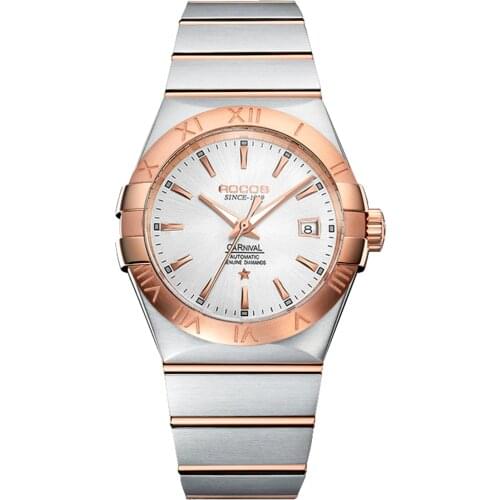 Dress watch for men,mens automatic luxury watches ROCOS man top brand fashion mechanical wristwatch waterproof reloj steel band