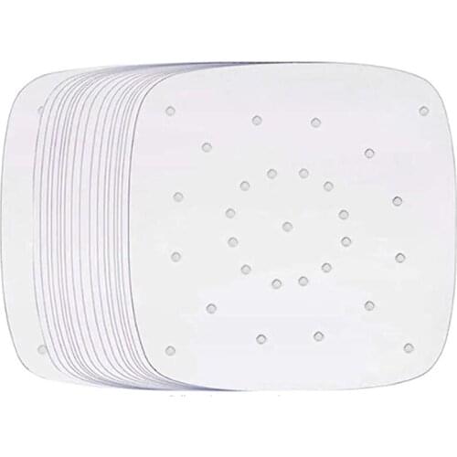 ELEG-100Pcs 7.5 Inch Disposable Baking Paper Air Fryer Square Steamer Paper Silicone Oil Paper Bun Cake Paper Pad Tray