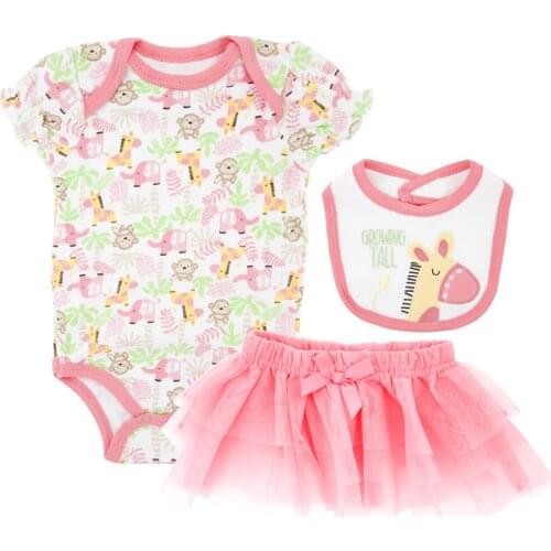 2020 3 4 pcs Baby Girl Clothes Set Newborn Cotton Short Sleeve Summer Clothes Cartoon Printed Infant Wear