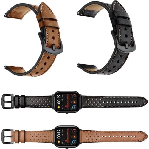 Leather pulseira Watchband for Huami Amazfit GTS Strap Band for Amazfit Bip / GTR 47mm 42mm / Amazfit Pace Stratos 2 3 Correa