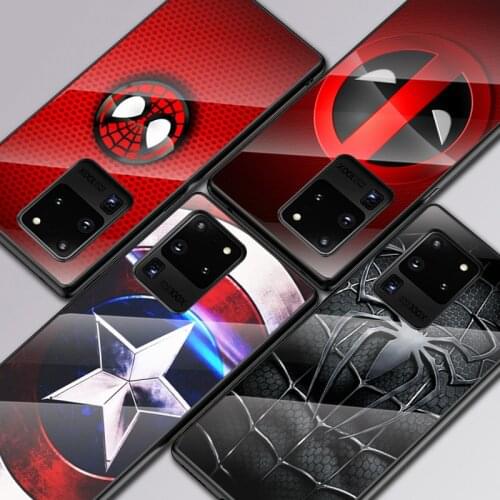 Marvel Superhero Logo For Samsung Galaxy S20 FE S10e S10 S9 S8 Ultra Plus Lite Plus 5G Tempered Glass Cover Phone Case
