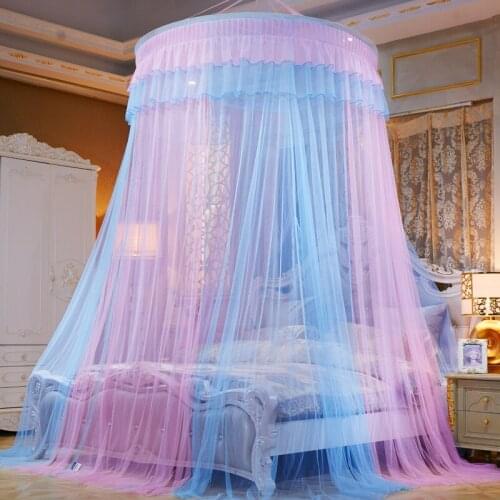 Patchwork Color Hung Dome Mosquito Net Folding Lace Adults Conapy Round Kids Bed Tent Princess Bedding Curtain Mesh moustiquaire