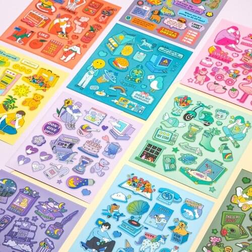 Cute Cartoon Character Decorative Stickers DIY Decorative Diary Mobile Phone Stationery Stickers Children Gift