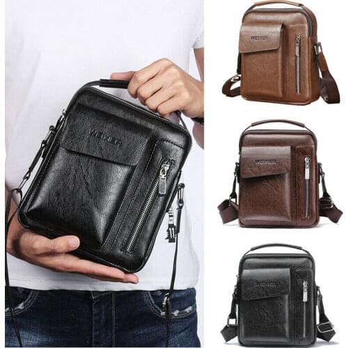 Fashion Men Crossbody Bags Small Casual Handbag PU Leather Male Shoulder Bags