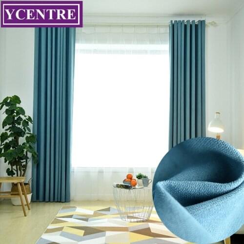 YCENTRE Soft Solid Thermal Insulated Window Curtains Modern Style Blue Drape Blinds Panel for Bedroom / Living Room /kids room