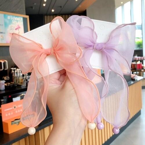 New Girls Cute Sweet Tie Net Yarn Bow Ball Hair Clips Rubber Bands Children Colorful Hair Bands Hairpins Kids Hair Accessories