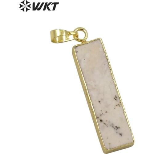 WT-P1249 WKT Wholesale New Arrival Fashion For Lady Jewelry Rectangle Shape Natural Stone Necklace Pendant