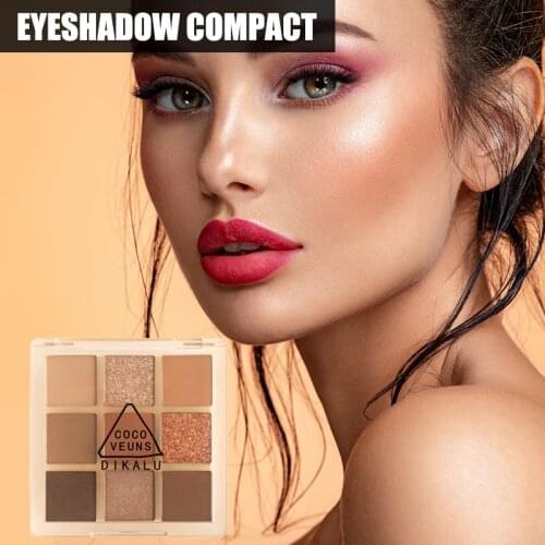 9 Colors Matte Pearly Eyeshadow Palette Non Flying Powder High Color Rendering Transparent Acrylic Shell Square Makeup Eye Shado