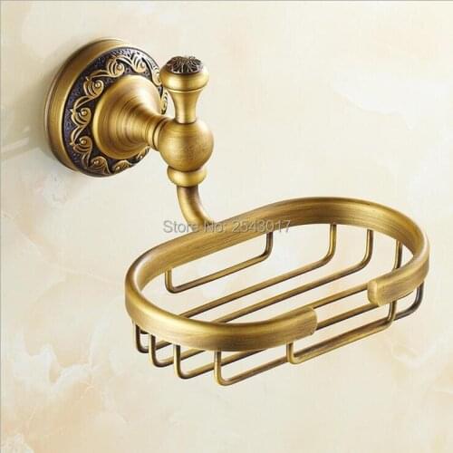 Luxury European Style Wall Mounted Soap Holder Antique Bronze Carving Sanitary Ware Soap Case ZR2604