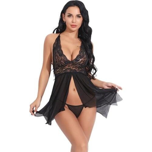 Sexy Ladies Lace Lingerie Sleepwear Womens Babydoll Robe Underwear Night Dress NightDress Nightwear Women Babydoll Dress
