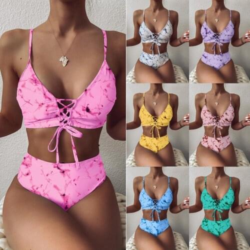 Sexy 2021 New Summer Women Luxury Swimwear Bikini Print Bandage Two-Piece Swimming Suit For Women Bikini Swimsuit Beachwear Set