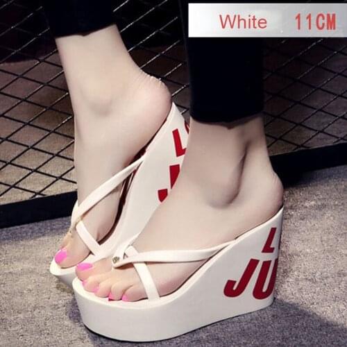 Women Slippers Summer Platform Flip-Flops Super High-heeled Shoes 11cm Beach Shoes Slippers For Women Shoes luxury Large Size 43