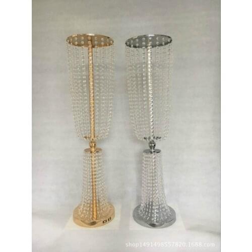 Wedding Decoration Crystal Table Centerpieces Metal Flower Stand Gold Silver Vase 62cm 80cm 102cm Tall 10 pcs/lot