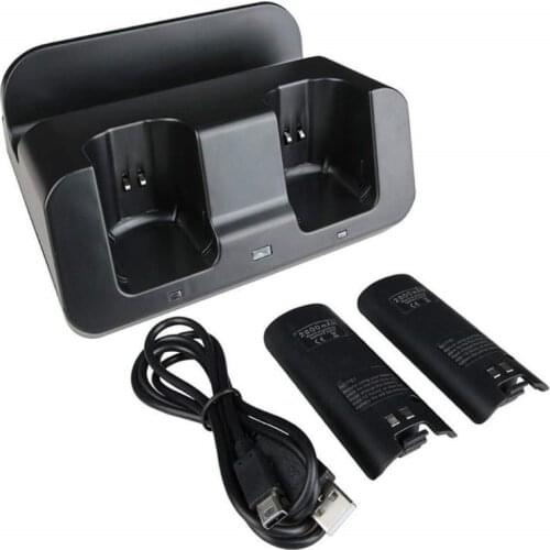 Charging Station Dock Stand Charger for Wii Remote Controller for Wii U Gamepad with Batteries Charging Cord