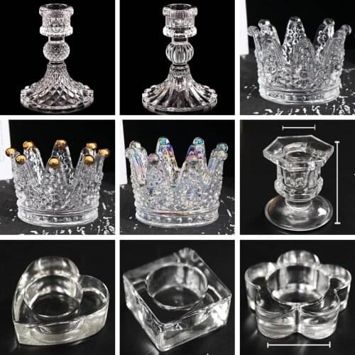 Vintage Glass Clear Candlestick Dinner Candle Holder For Home Wedding Party Decorations Romantic Candle Stand Table Candelabros