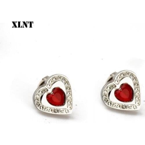 XLNT Vintage Geometric Stud Earrings For Women Girls 2019 Fashion Red crystal Small Earrings Boucle d'oreille Femme