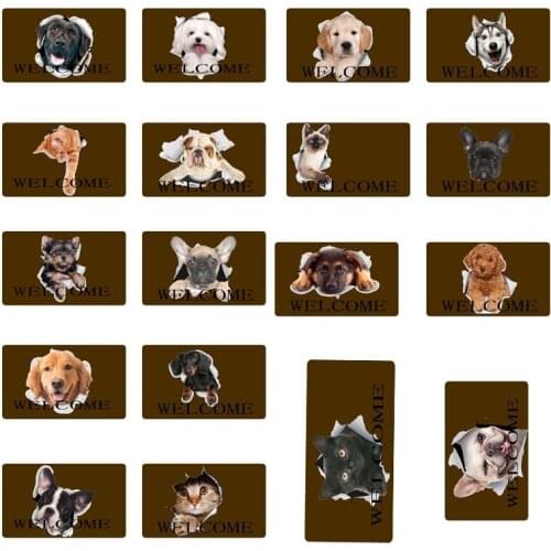 Funny Dachshund Golden Retriever Husky Dog Cat Welcome Doormat Home Decoration Entry Non-slip Door Mat Rubber Washable Floor H