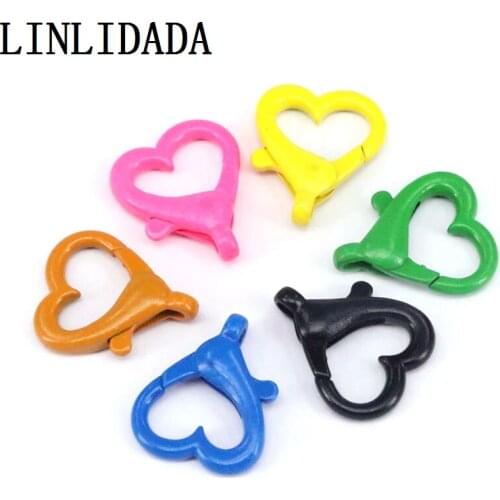10Pcs, Colorful Heart Shape Lobster Clasp Connector Hook Accessories For DIY Jewelry Making Necklace Bracelet Chain Findings