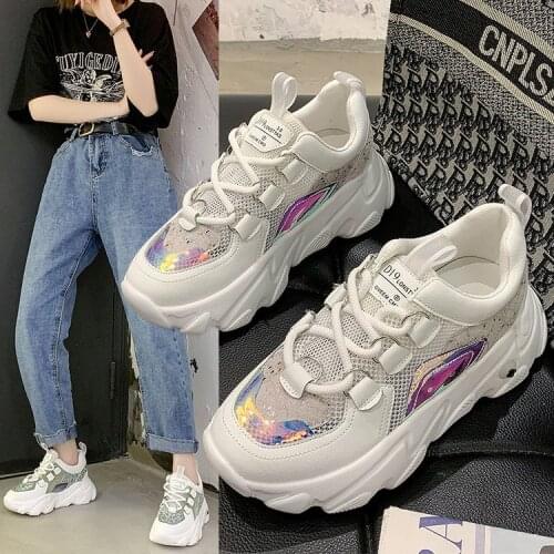 Net Red Shoes Womens Net Shoes Spring New Model Thick Bottom Breathable Mesh Sports Footwear