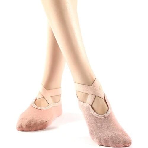 Women Yoga Socks Professional Non Slip Cotton Bandage Girls Ballet Dance Socks Slippers 35-39 Yards Lady Sports Socks